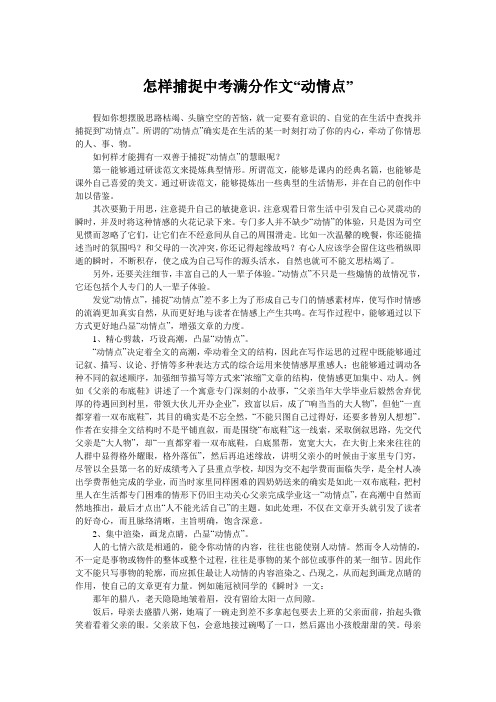 怎样捕捉中考满分作文“动情点”