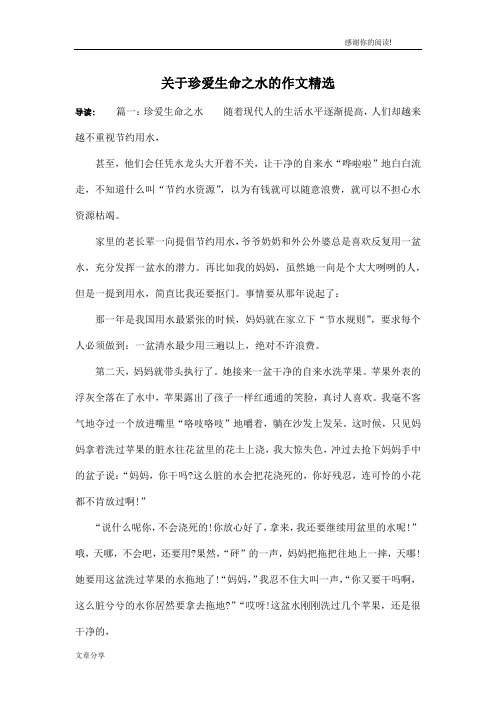 关于珍爱生命之水的作文精选