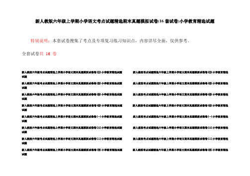 新人教版六年级上学期小学语文考点试题精选期末真题模拟试卷(16套试卷)小学教育精选试题