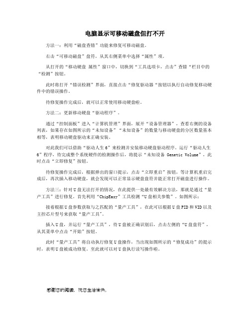 电脑显示可移动磁盘但打不开