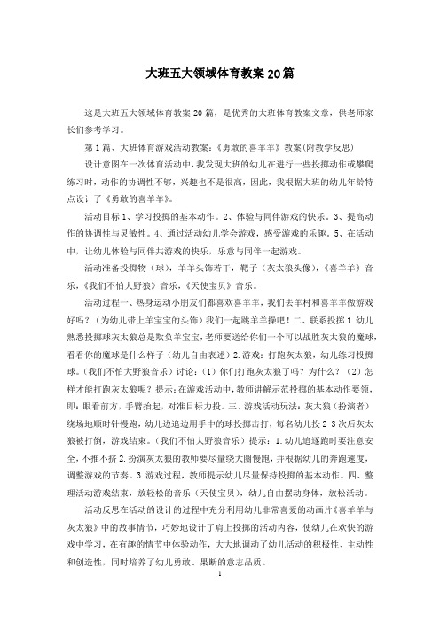 大班五大领域体育教案20篇