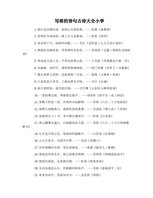 写雨的诗句古诗大全小学