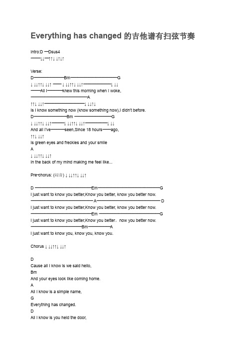 Everything has changed的吉他谱有扫弦节奏