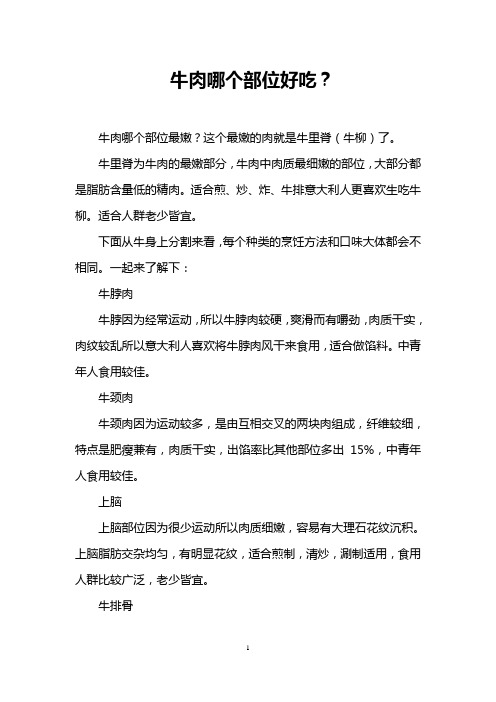 牛肉哪个部位好吃？