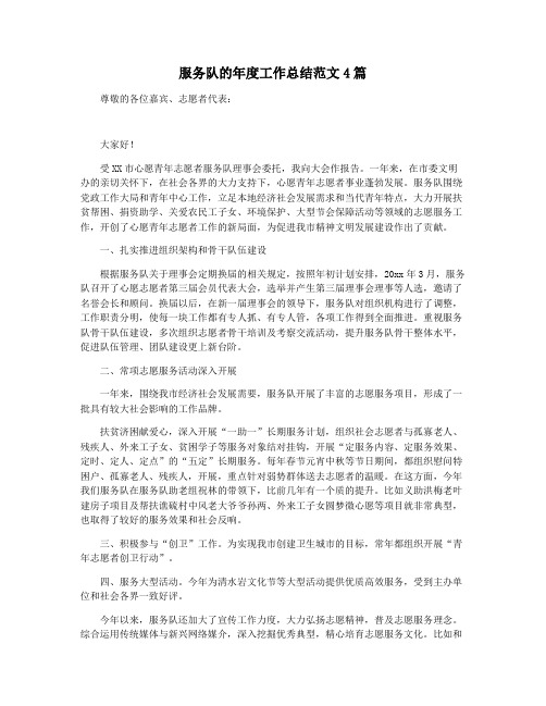 服务队的年度工作总结范文4篇