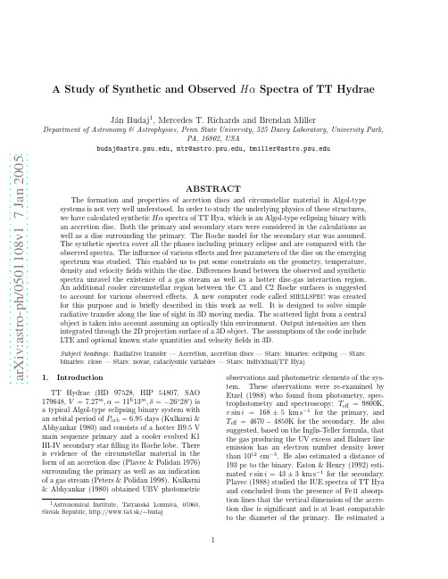 A Study of Synthetic and Observed H_alpha Spectra of TT Hydrae