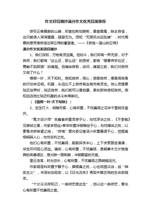 作文好段摘抄满分作文优秀段落推荐