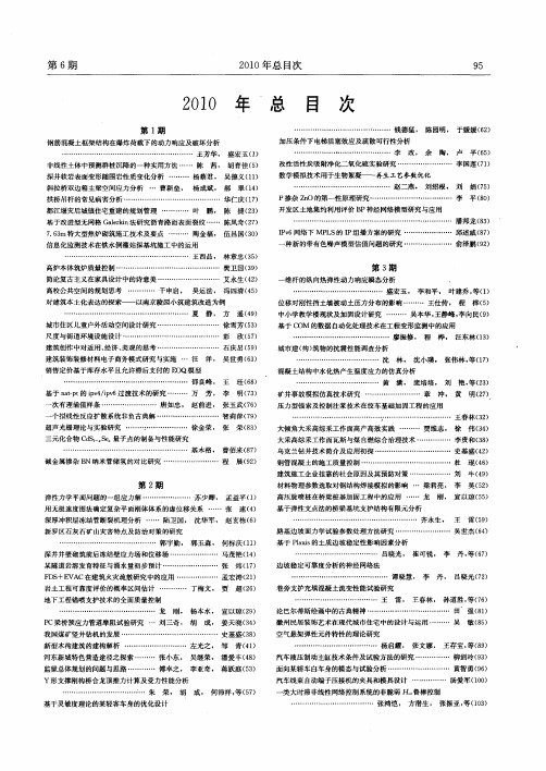 《安徽建筑工业学院学报(自然科学版)》2010年总目次