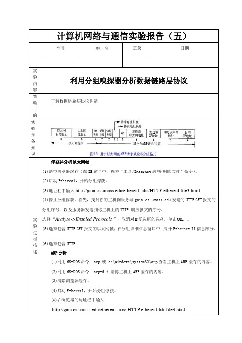 利用分组嗅探器分析数据链路层协议