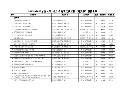 2015～2016年度(第一批)省建设优质工程(楚天杯)项目名 …