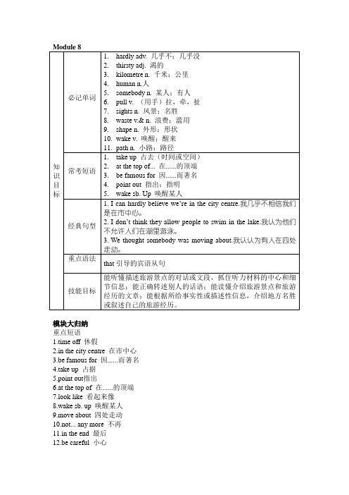 外研版八年级下册Module 8重点知识归纳讲解