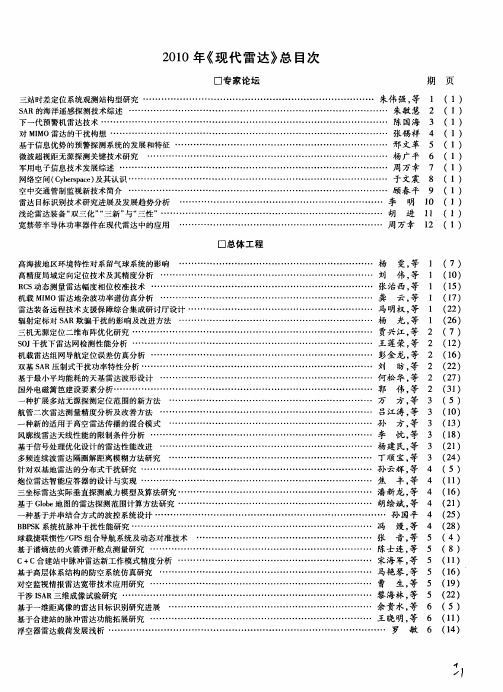 2010年《现代雷达》总目次