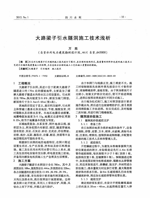 大路梁子引水隧洞施工技术浅析