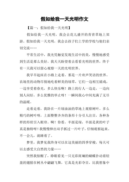 假如给我一天光明作文