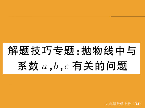 解题技巧专题：抛物线中与系数a,b,c有关的问题