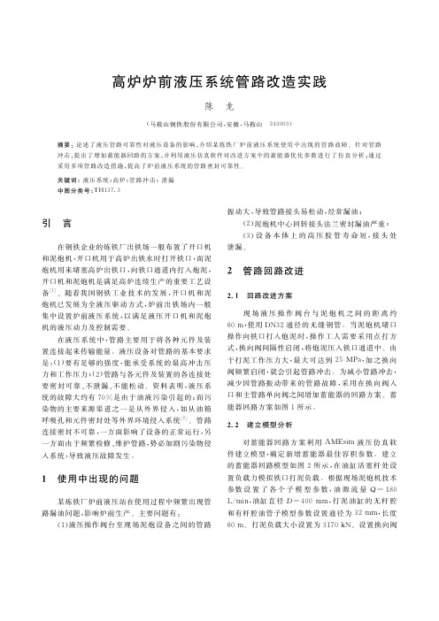 高炉炉前液压系统管路改造实践