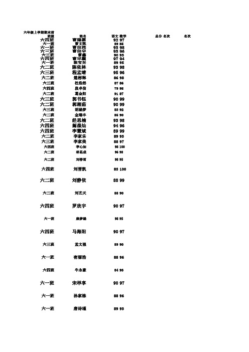 六年级光荣榜