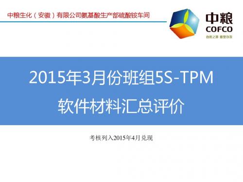 2015年3月份5S-TPM软件工作汇总考核依据文件