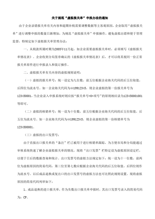 虚拟报关单的要求