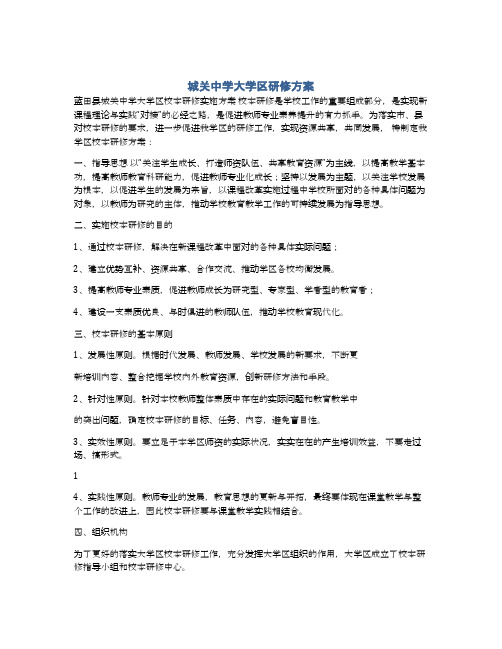 城关中学大学区研修方案