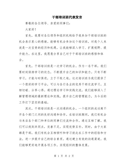 干部培训班代表发言