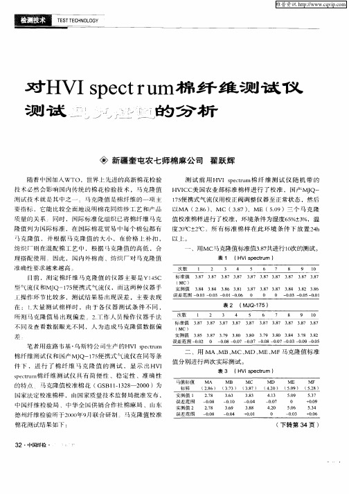 对HVI spectrum棉纤维测试仪测试马克隆值的分析