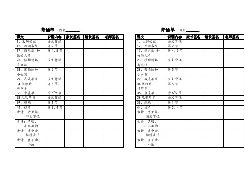 二年级下册要求背诵单