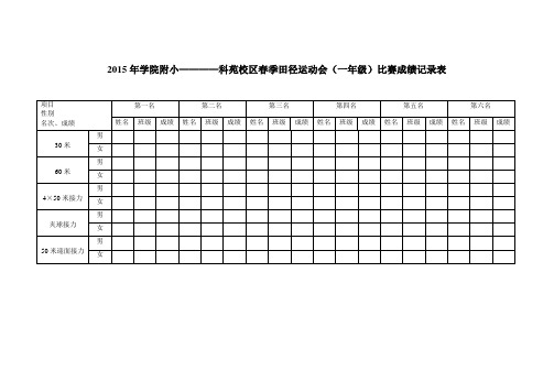 运动会比赛成绩记录表