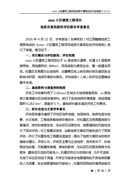 评估报告审查意见