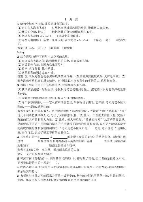 9海燕练习及答案