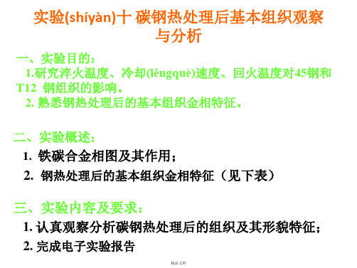 实验十碳钢热处理后基本组织观察与分析