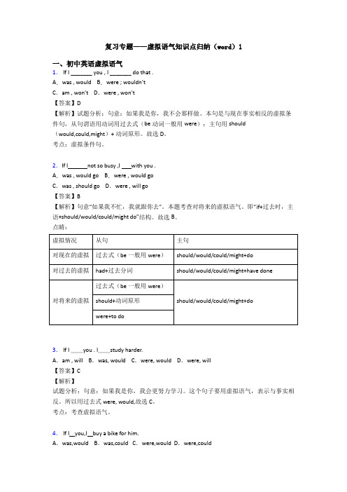 复习专题——虚拟语气知识点归纳(word)1