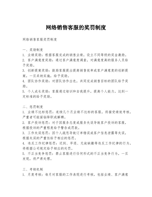 网络销售客服的奖罚制度