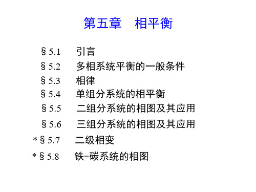 物理化学期末考试05章 相平衡