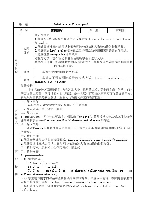 PEP六年级英语下册Unit 1-4 教案