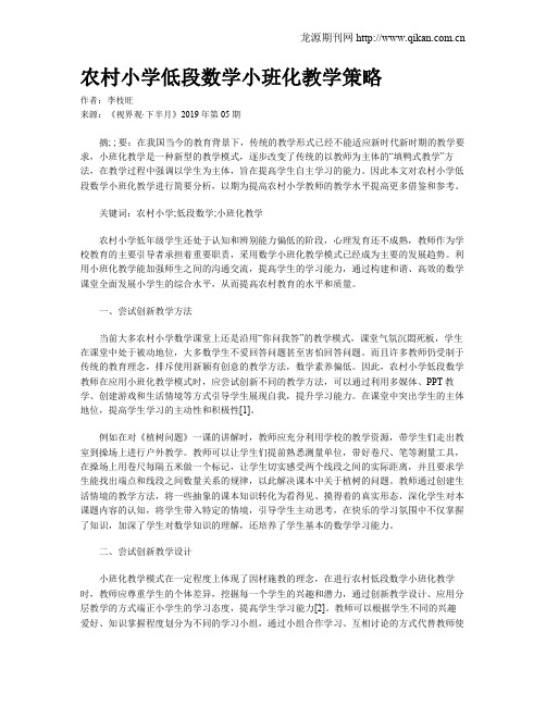 农村小学低段数学小班化教学策略