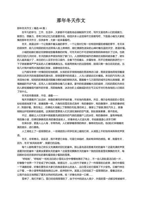 那年冬天作文（精选44篇）