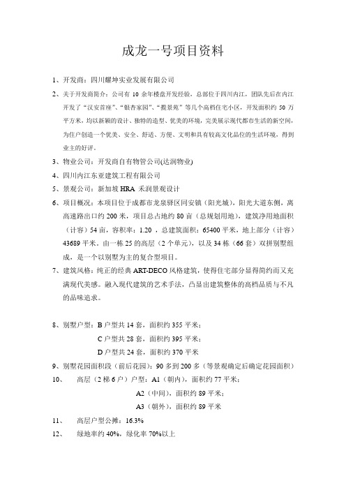 成龙一号项目基础资料