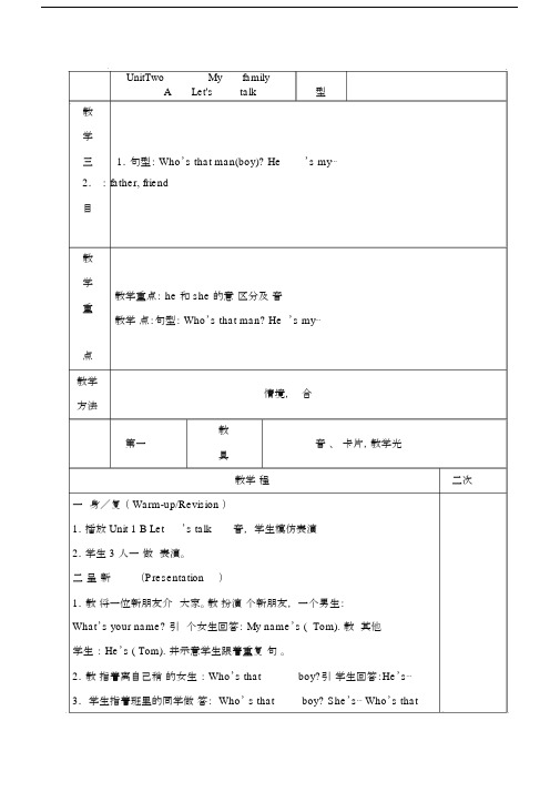 新人教版小学三年级英语下册第二单元教案.docx
