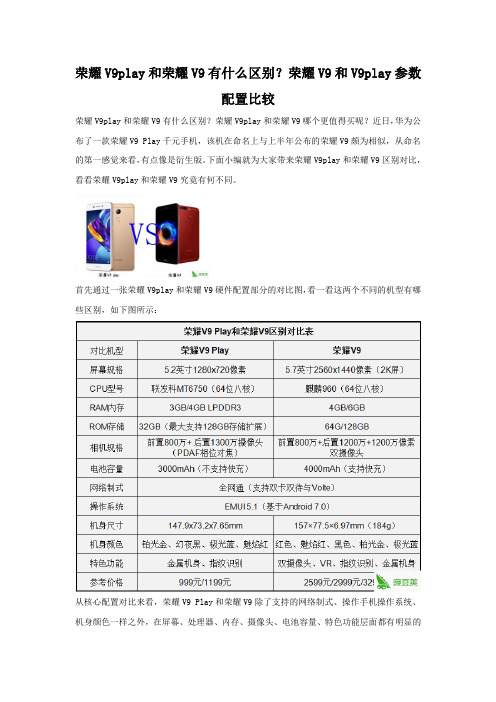 荣耀V9play和荣耀V9哪个好 配置参数对比