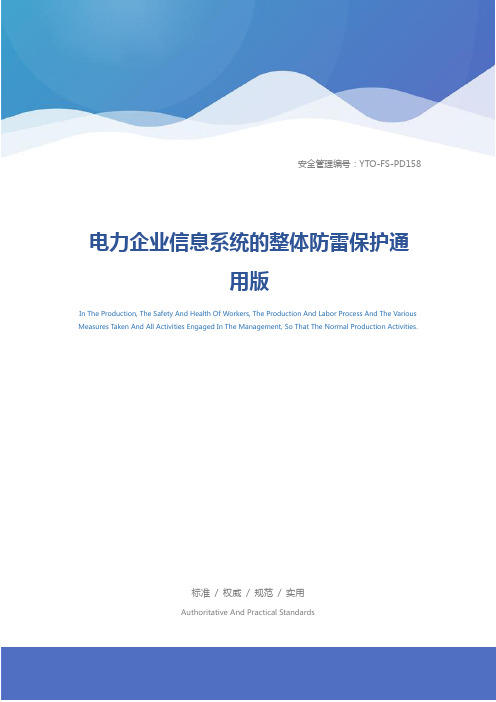 电力企业信息系统的整体防雷保护通用版