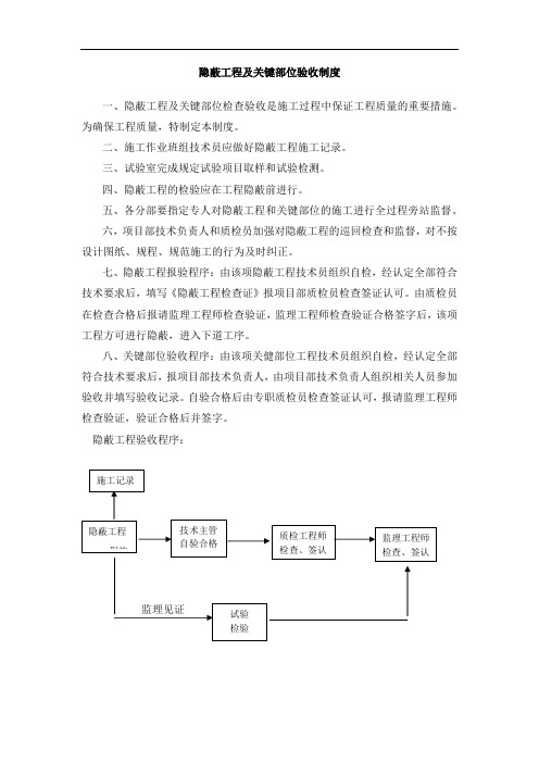 隐蔽工程及关键部位验收制度