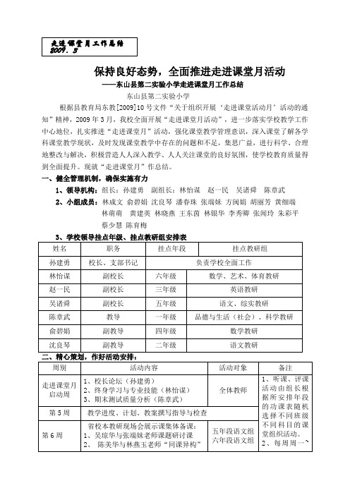 保持良好态势,全面推进走进课堂月活动