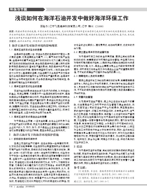 浅谈如何在海洋石油开发中做好海洋环保工作
