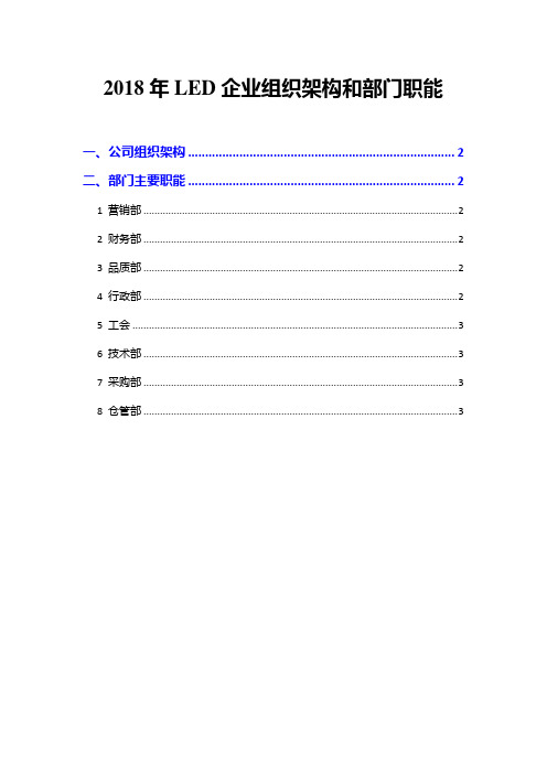 2018年LED企业组织架构和部门职能