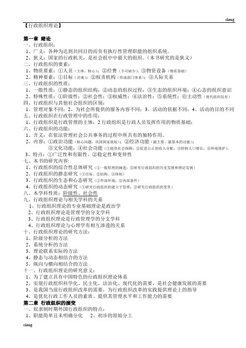 自考行政组织机构理论重点