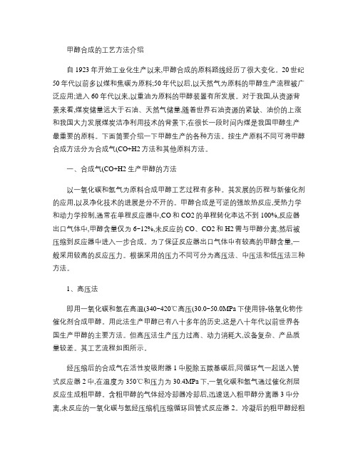 甲醇合成的工艺方法介绍