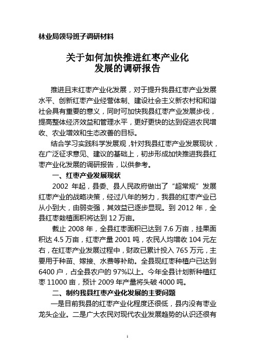 关于加快推进红枣产业化的调研报告