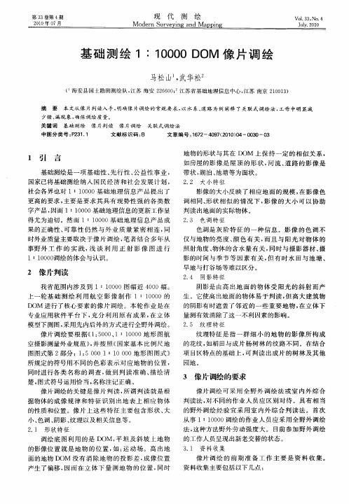 基础测绘1∶10000 DOM像片调绘