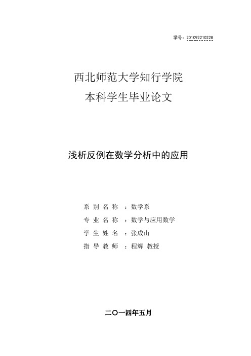 浅析反例在数学分析中的应用